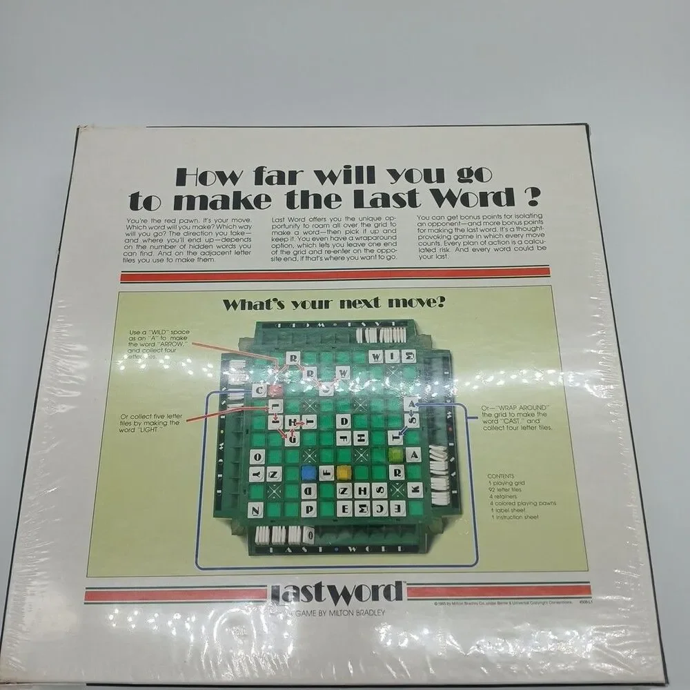 Vintage Last Word Family Board Game Milton Bradley 1985 Complete Sealed